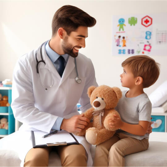 Врач разговаривает с ребенком